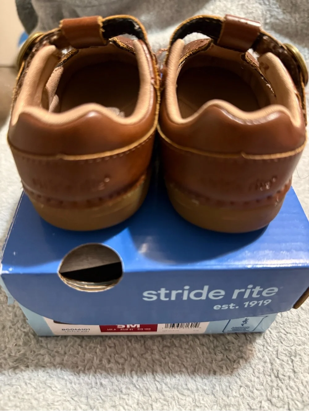 Stride Rite Brown Leather T-Strap Baby Mary Janes